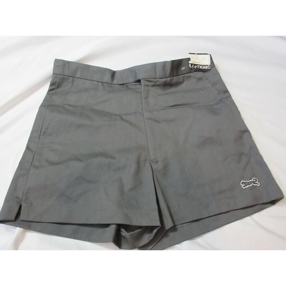 VINTAGE 80s NWT Le Tigre Size 28 Grey Tennis Shorts Polyester Cotton